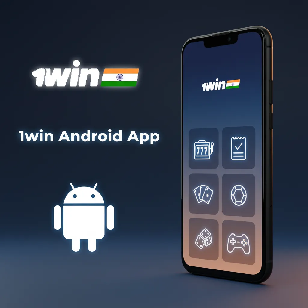 1win Android app shown on phone.