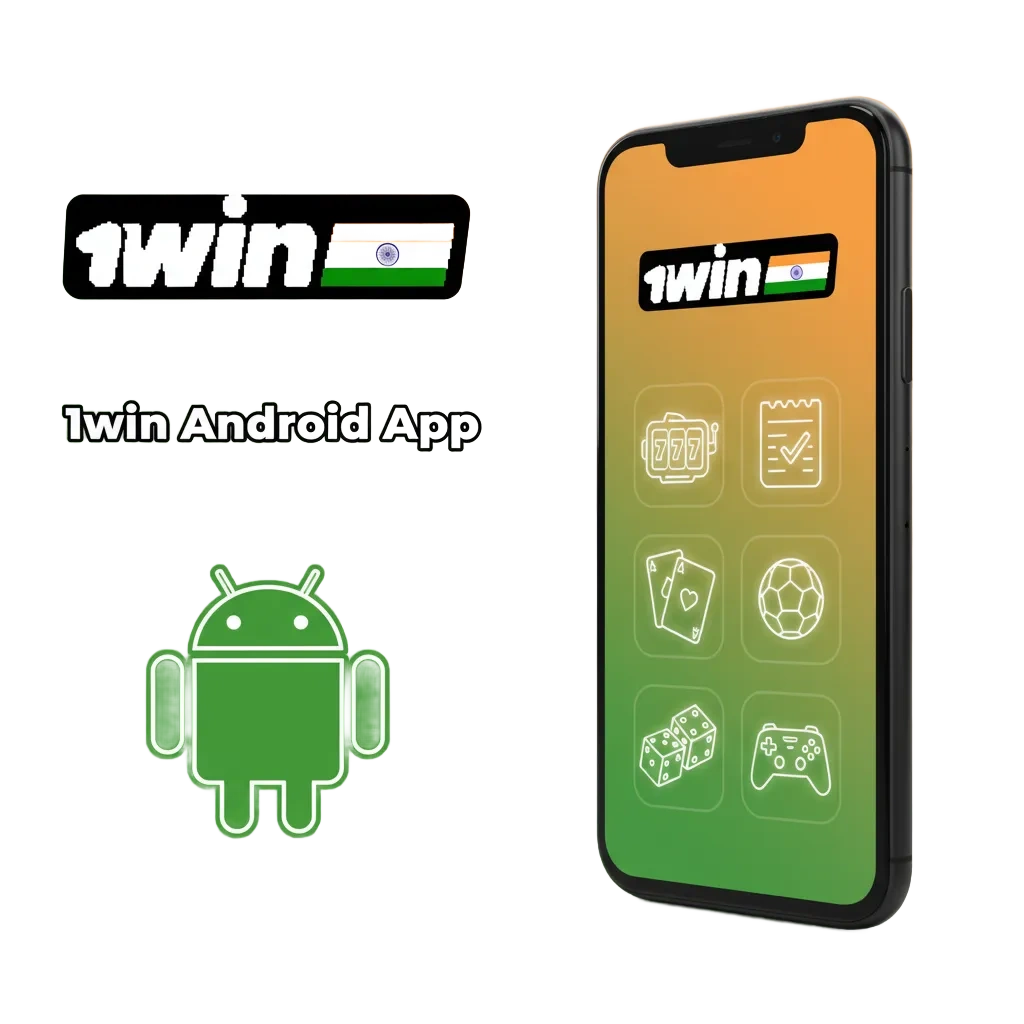 Android phone displaying 1win app for sports betting and casino games in Pakistan, with quick download and login