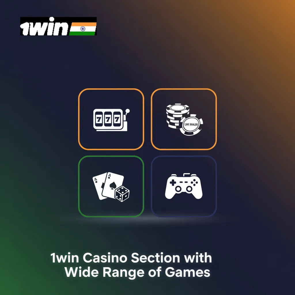 1win casino lobby with 8,000+ slots, crash, card games, roulette; search and filters in a clean, mobile-first grid for India.