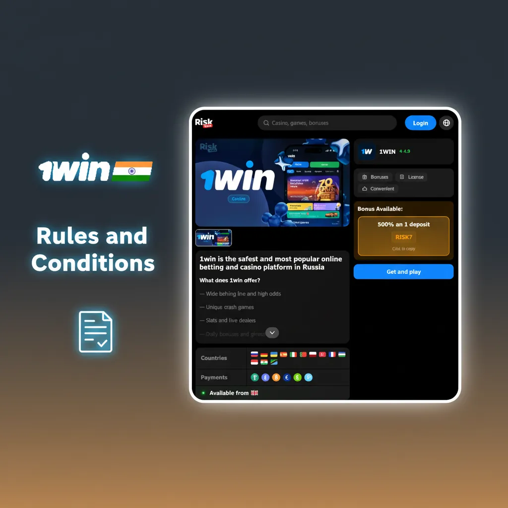 Rules and Conditions: 1win Pakistan betting rules: 18+, one verified account, bonus terms, limits, cashout varies, anti-abuse.