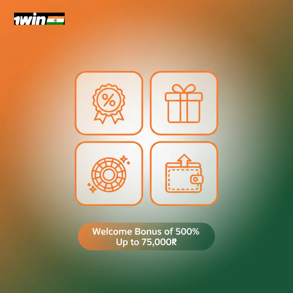 Welcome bonus 500% up to ₹75,000 for new users; four-deposit package with 35x wagering for slots and casino games