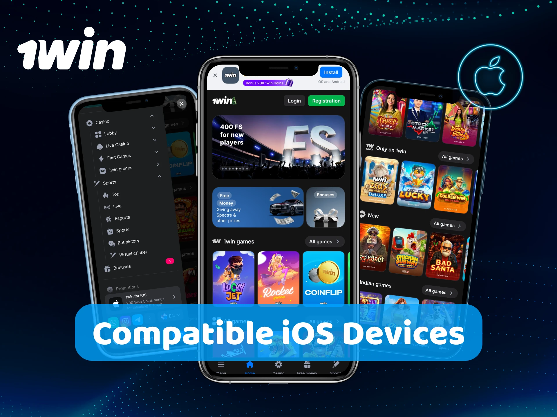 Verify your Apple device model with the compatible 1win iOS devices.