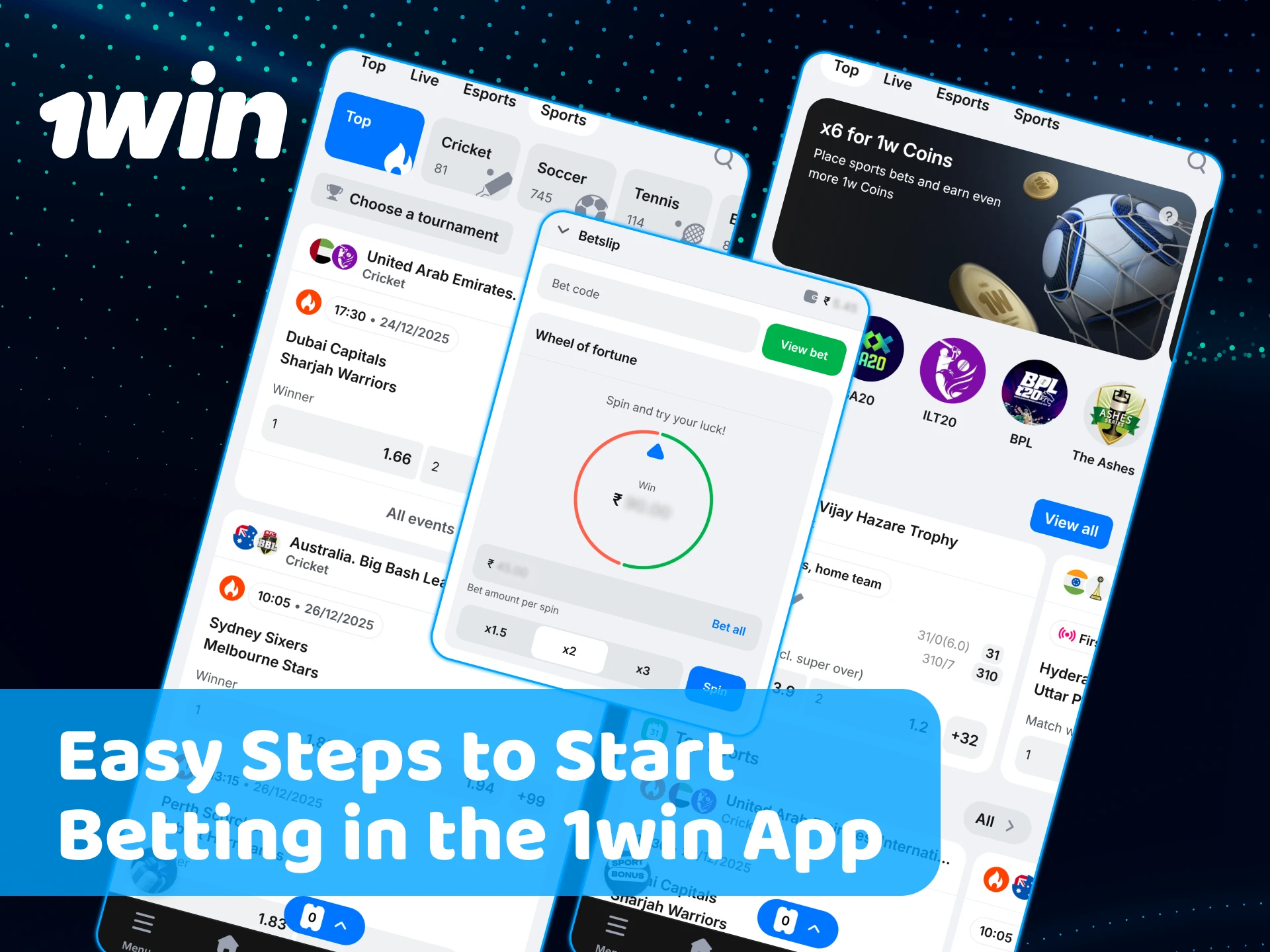 Follow simple steps to start betting in the 1win App today.