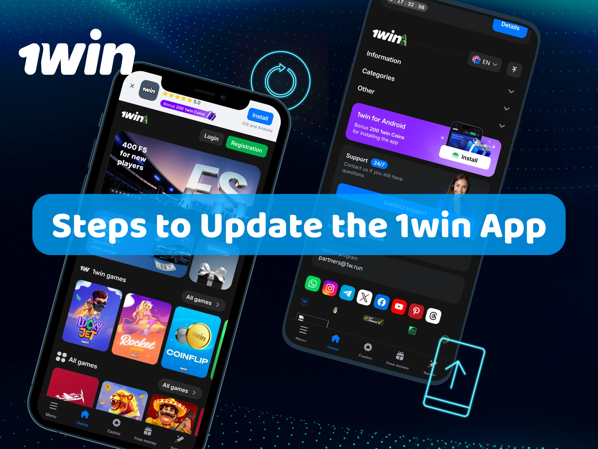 Update the 1win App to the latest version for better performance.