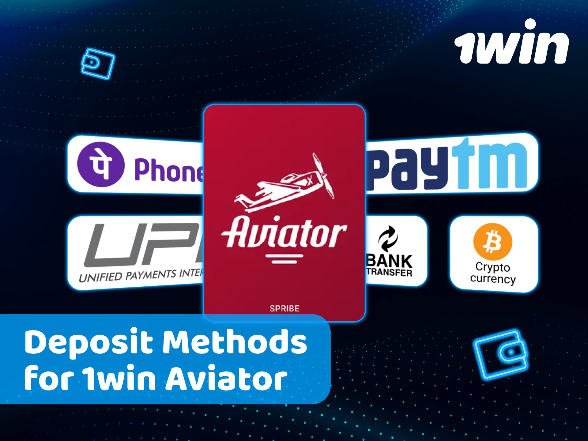 Check available deposit methods for the 1win Aviator Game.
