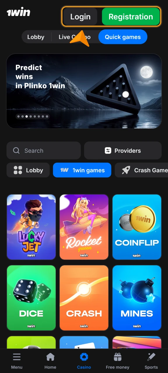 Register or log in to the 1win App and start playing Aviator.