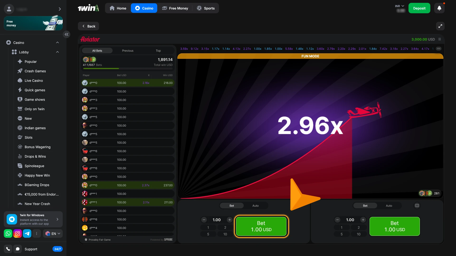 Launch the 1win Aviator round and withdraw your winnings early.