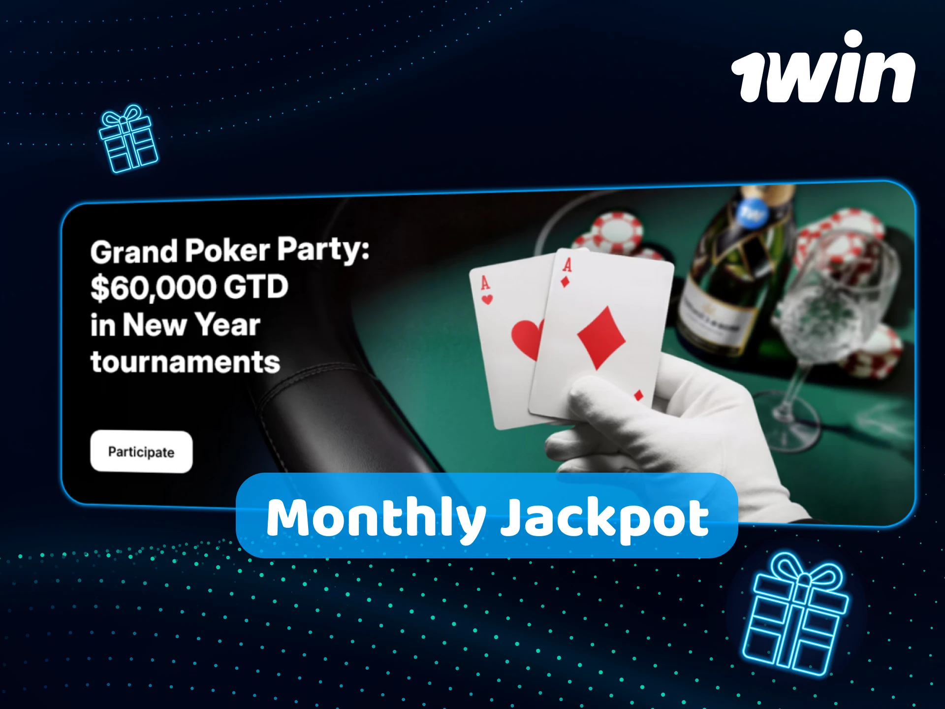 Participate in the 1win Casino jackpot for a chance to win.
