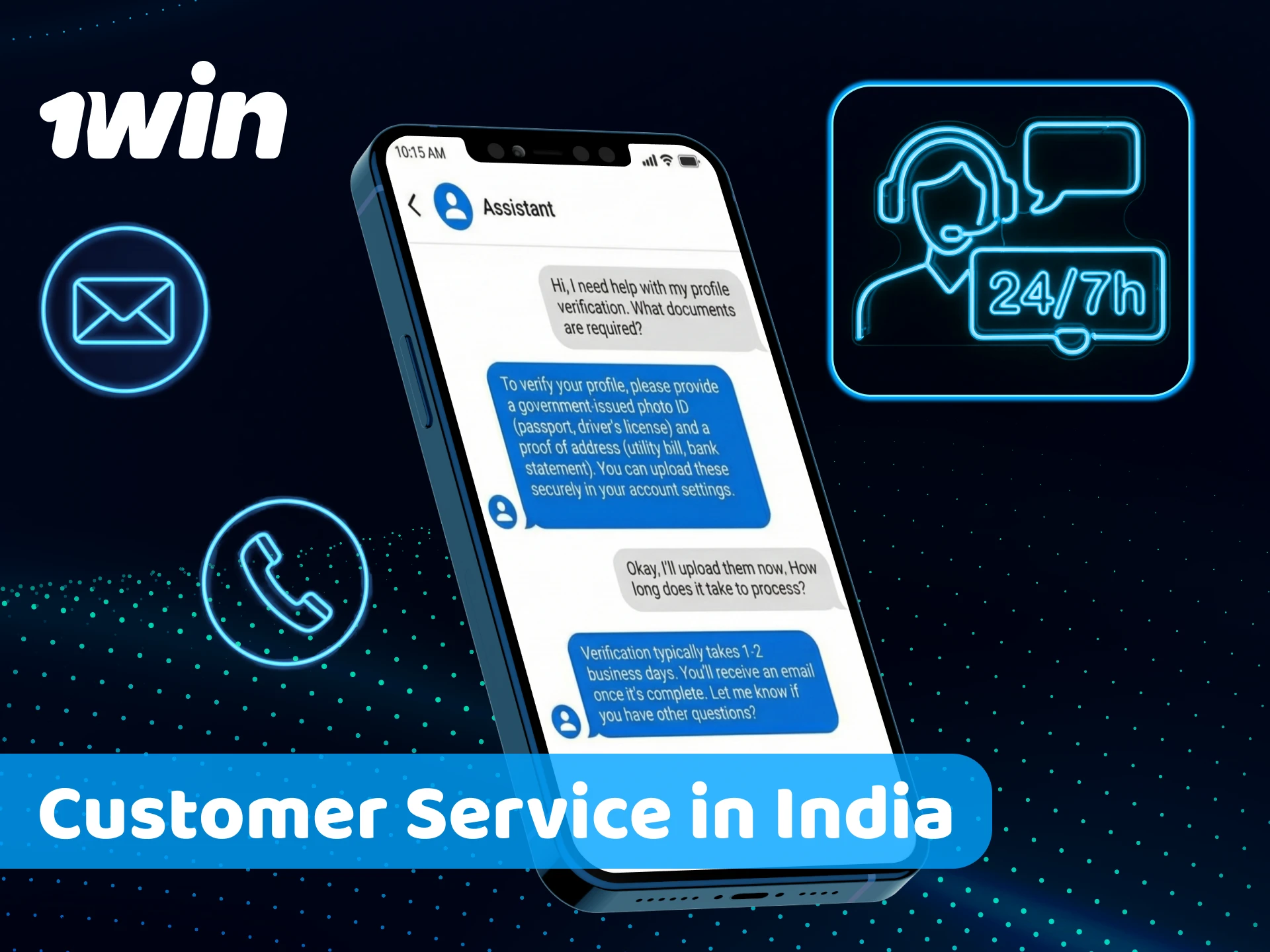 Contact the dedicated 1win customer service team for support in India.