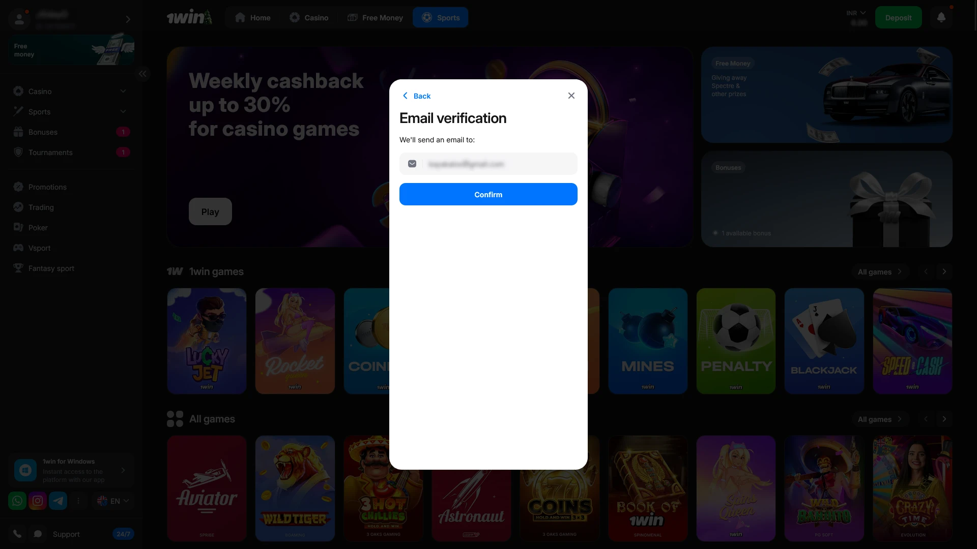 Verify your identity at 1win Casino to start playing safely.