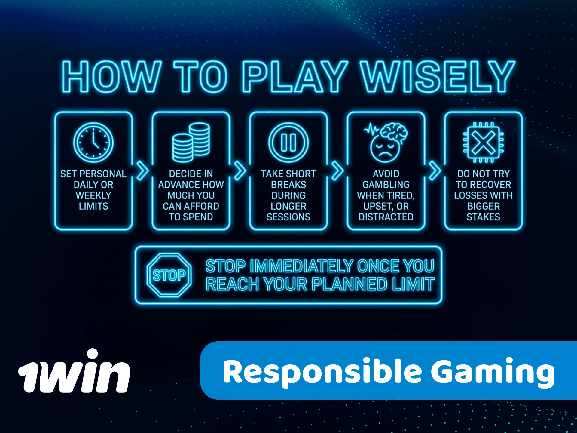 Practice responsible gaming while playing at the 1win.