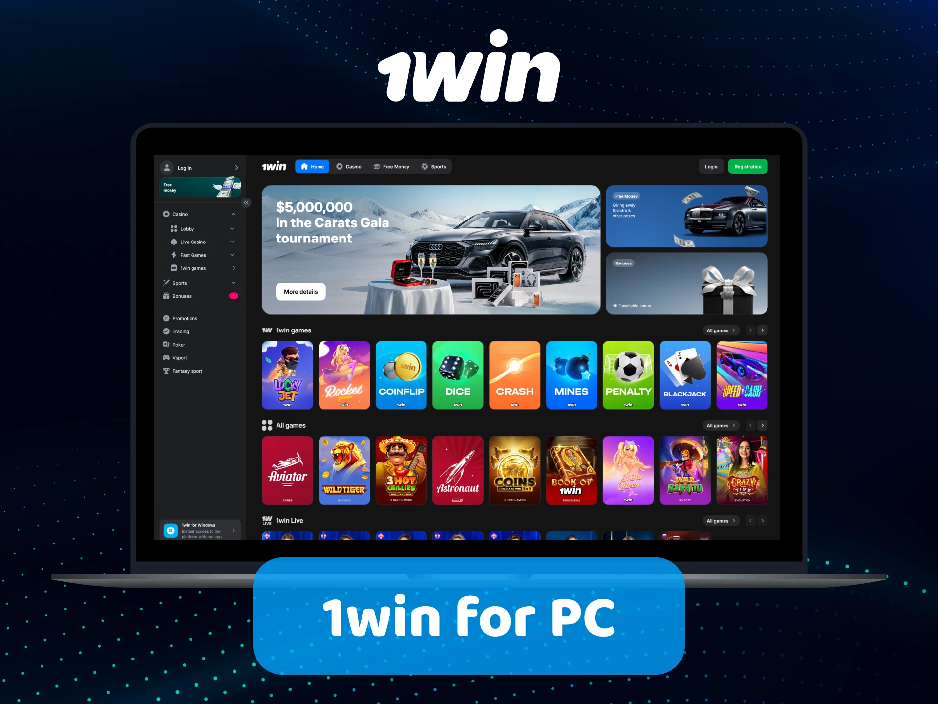 Install 1win on your PC for a premium gaming experience.