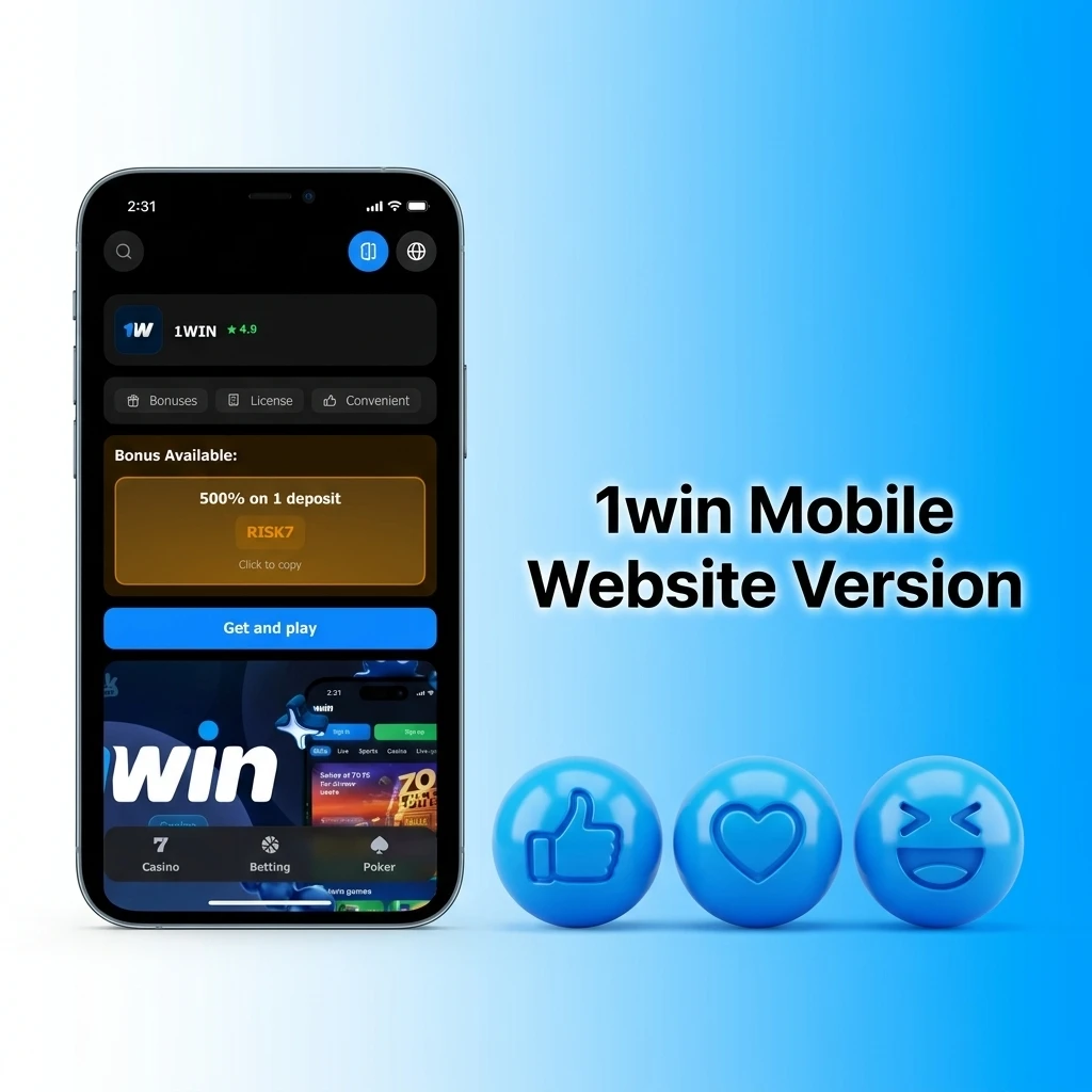 1win mobile website displayed on a smartphone browser, showing sports betting and casino features with responsive design
